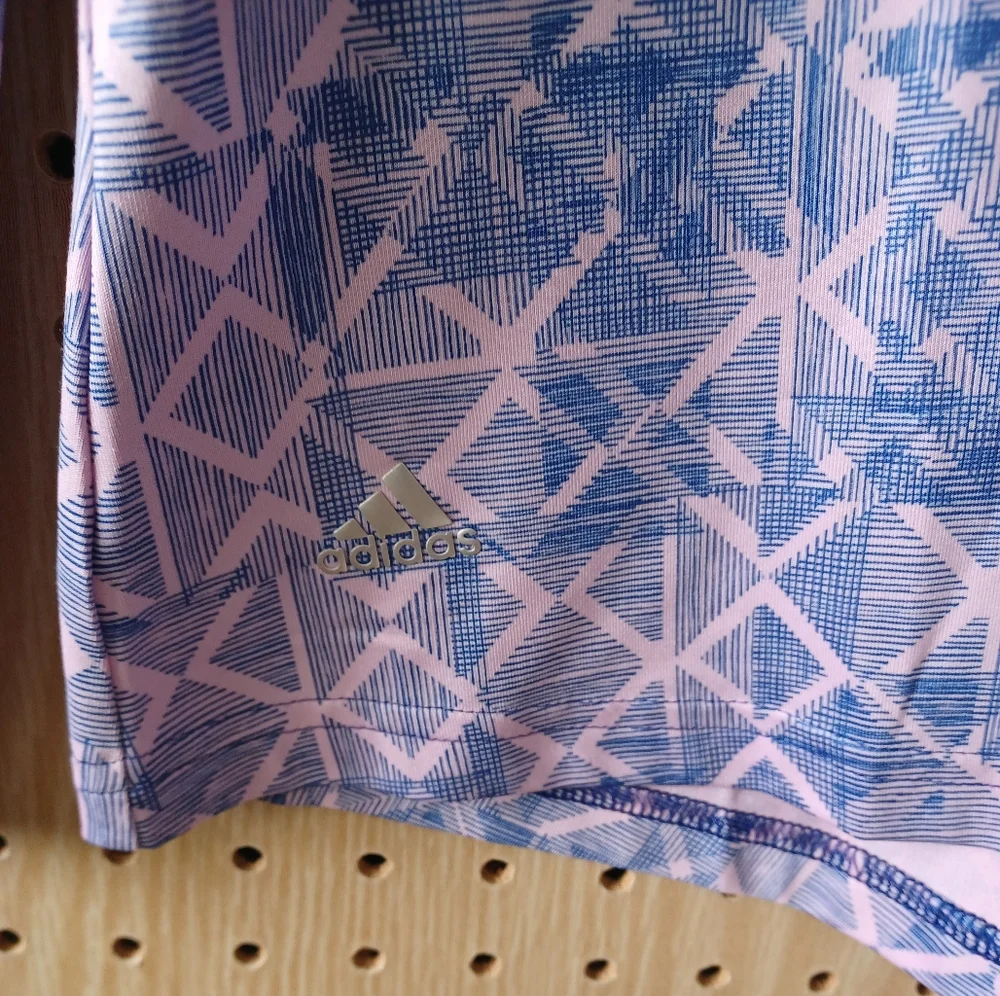 Adidas golf shirt pink and blue long-sleeved Medium - Picture 4 of 5